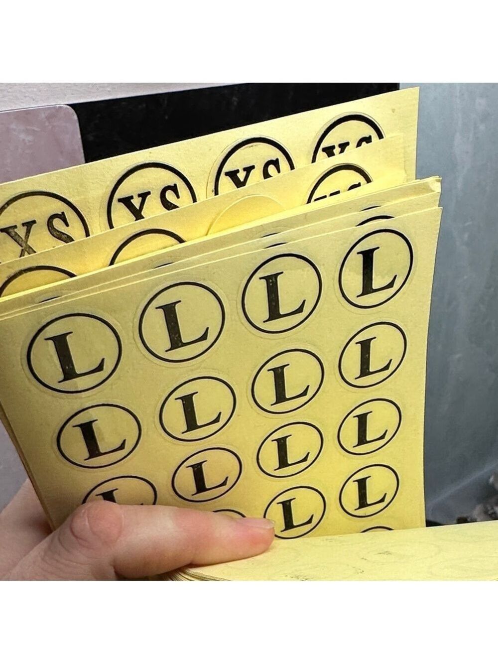 1200 to 1400 stickers less than perfect Yellow Size Label Stickers - Picture 9 of 12